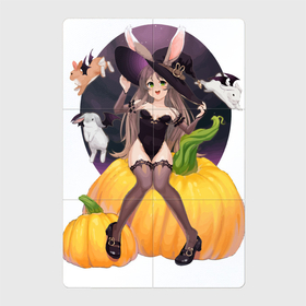 Магнитный плакат 2Х3 с принтом Ведьма фурри в чёрном нижнем белье   Halloween в Петрозаводске, Полимерный материал с магнитным слоем | 6 деталей размером 9*9 см | 