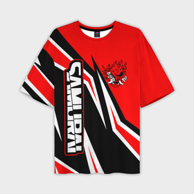Мужская футболка OVERSIZE 3D с принтом Samurai   Киберпанк 2077   Красный спорт в Кировске,  |  | 