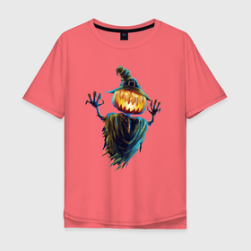 Мужская футболка хлопок Oversize с принтом Огородное пугало   Halloween , 100% хлопок | свободный крой, круглый ворот, “спинка” длиннее передней части | 