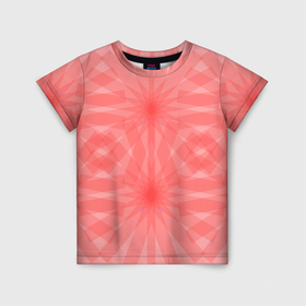 Детская футболка 3D с принтом Красно розовый симметричный узор в Кировске, 100% гипоаллергенный полиэфир | прямой крой, круглый вырез горловины, длина до линии бедер, чуть спущенное плечо, ткань немного тянется | 
