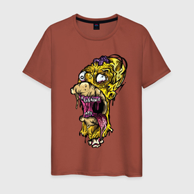 Мужская футболка хлопок с принтом Homer Simpson   zombie   Halloween в Екатеринбурге, 100% хлопок | прямой крой, круглый вырез горловины, длина до линии бедер, слегка спущенное плечо. | 