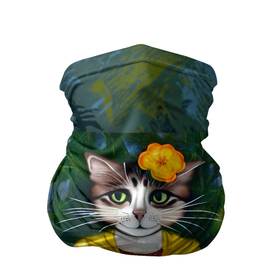 Бандана-труба 3D с принтом Грустная кошка Фриды Кало из нейросети в Тюмени, 100% полиэстер, ткань с особыми свойствами — Activecool | плотность 150‒180 г/м2; хорошо тянется, но сохраняет форму | Тематика изображения на принте: 