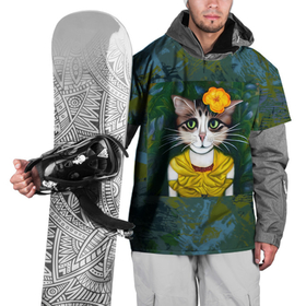 Накидка на куртку 3D с принтом Грустная кошка Фриды Кало из нейросети , 100% полиэстер |  | 