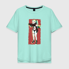 Мужская футболка хлопок Oversize с принтом Ребекка Cyberpunk Edgerunner в Кировске, 100% хлопок | свободный крой, круглый ворот, “спинка” длиннее передней части | 