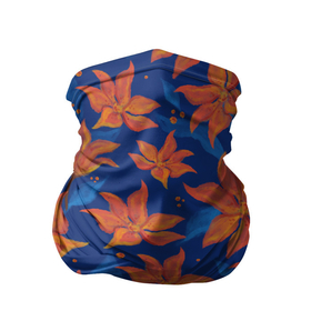 Бандана-труба 3D с принтом Осенние абстрактные цветы в Петрозаводске, 100% полиэстер, ткань с особыми свойствами — Activecool | плотность 150‒180 г/м2; хорошо тянется, но сохраняет форму | 