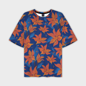 Мужская футболка OVERSIZE 3D с принтом Осенние абстрактные цветы в Курске,  |  | 