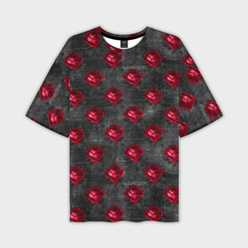 Мужская футболка OVERSIZE 3D с принтом Красные бутоны цветов в Курске,  |  | 