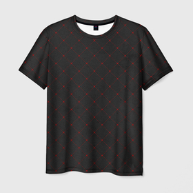 Мужская футболка 3D с принтом Красные плитки на черном фоне в Белгороде, 100% полиэфир | прямой крой, круглый вырез горловины, длина до линии бедер | 