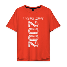 Мужская футболка хлопок Oversize с принтом Легендарный с 2002 в Тюмени, 100% хлопок | свободный крой, круглый ворот, “спинка” длиннее передней части | Тематика изображения на принте: 