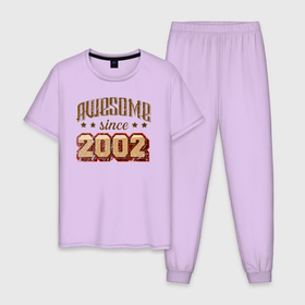 Мужская пижама хлопок с принтом Потрясающий с 2002 года в Новосибирске, 100% хлопок | брюки и футболка прямого кроя, без карманов, на брюках мягкая резинка на поясе и по низу штанин
 | 