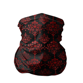 Бандана-труба 3D с принтом Красные классические узоры на черном фоне в Екатеринбурге, 100% полиэстер, ткань с особыми свойствами — Activecool | плотность 150‒180 г/м2; хорошо тянется, но сохраняет форму | Тематика изображения на принте: 
