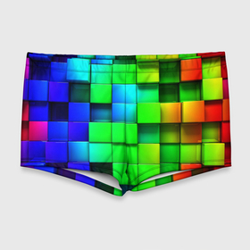 Мужские купальные плавки 3D с принтом Цветные неоновые кубы , Полиэстер 85%, Спандекс 15% |  | Тематика изображения на принте: 