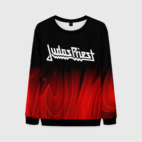 Мужской свитшот 3D с принтом Judas Priest red plasma в Санкт-Петербурге, 100% полиэстер с мягким внутренним слоем | круглый вырез горловины, мягкая резинка на манжетах и поясе, свободная посадка по фигуре | 