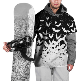 Накидка на куртку 3D с принтом Black and white bat pattern в Курске, 100% полиэстер |  | 