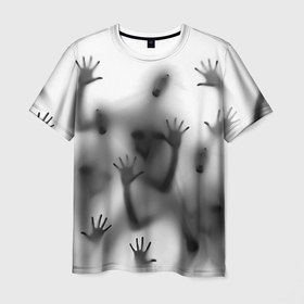 Мужская футболка 3D с принтом Bodies inside behind a white wall , 100% полиэфир | прямой крой, круглый вырез горловины, длина до линии бедер | Тематика изображения на принте: 