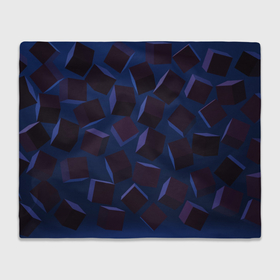 Плед 3D с принтом Хаос синих кубиков с подсветкой в Курске, 100% полиэстер | закругленные углы, все края обработаны. Ткань не мнется и не растягивается | Тематика изображения на принте: 