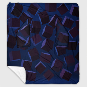Плед с рукавами с принтом Хаос синих кубиков с подсветкой в Курске, 100% полиэстер | Закругленные углы, все края обработаны. Ткань не мнется и не растягивается. Размер 170*145 | Тематика изображения на принте: 