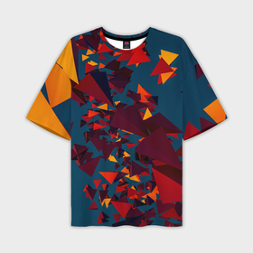 Мужская футболка OVERSIZE 3D с принтом Множество тетраэдров в абстракции в Тюмени,  |  | 