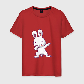 Мужская футболка хлопок с принтом Rabbit Dab в Курске, 100% хлопок | прямой крой, круглый вырез горловины, длина до линии бедер, слегка спущенное плечо. | 