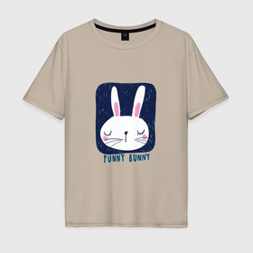 Мужская футболка хлопок Oversize с принтом Funny   Bunny в Екатеринбурге, 100% хлопок | свободный крой, круглый ворот, “спинка” длиннее передней части | Тематика изображения на принте: 