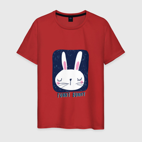Мужская футболка хлопок с принтом Funny   Bunny в Санкт-Петербурге, 100% хлопок | прямой крой, круглый вырез горловины, длина до линии бедер, слегка спущенное плечо. | Тематика изображения на принте: 