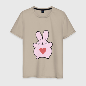 Мужская футболка хлопок с принтом Heart Rabbit в Курске, 100% хлопок | прямой крой, круглый вырез горловины, длина до линии бедер, слегка спущенное плечо. | 