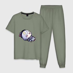 Мужская пижама хлопок с принтом Унылая Ци Ци в Тюмени, 100% хлопок | брюки и футболка прямого кроя, без карманов, на брюках мягкая резинка на поясе и по низу штанин
 | 