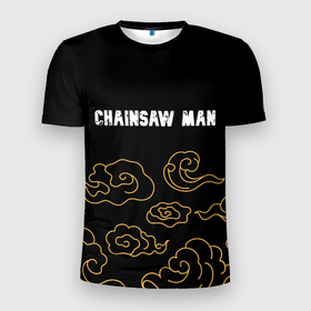 Мужская футболка 3D Slim с принтом Chainsaw Man anime clouds в Курске, 100% полиэстер с улучшенными характеристиками | приталенный силуэт, круглая горловина, широкие плечи, сужается к линии бедра | 