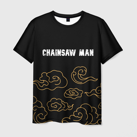 Мужская футболка 3D с принтом Chainsaw Man anime clouds в Кировске, 100% полиэфир | прямой крой, круглый вырез горловины, длина до линии бедер | 