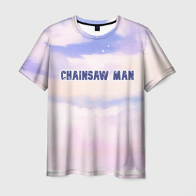 Мужская футболка 3D с принтом Chainsaw Man sky clouds в Кировске, 100% полиэфир | прямой крой, круглый вырез горловины, длина до линии бедер | 