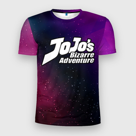 Мужская футболка 3D Slim с принтом JoJo Bizarre Adventure gradient space в Белгороде, 100% полиэстер с улучшенными характеристиками | приталенный силуэт, круглая горловина, широкие плечи, сужается к линии бедра | 