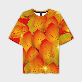 Мужская футболка OVERSIZE 3D с принтом Осенние желтые листья в Курске,  |  | 