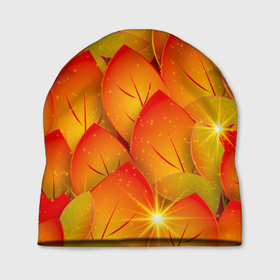 Шапка 3D с принтом Осенние желтые листья в Курске, 100% полиэстер | универсальный размер, печать по всей поверхности изделия | 
