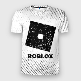 Мужская футболка 3D Slim с принтом Roblox с потертостями на светлом фоне в Кировске, 100% полиэстер с улучшенными характеристиками | приталенный силуэт, круглая горловина, широкие плечи, сужается к линии бедра | 