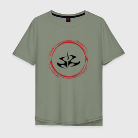 Мужская футболка хлопок Oversize с принтом Символ Hitman и красная краска вокруг в Тюмени, 100% хлопок | свободный крой, круглый ворот, “спинка” длиннее передней части | Тематика изображения на принте: 