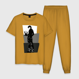 Мужская пижама хлопок с принтом taylor of chaos Jimin в Екатеринбурге, 100% хлопок | брюки и футболка прямого кроя, без карманов, на брюках мягкая резинка на поясе и по низу штанин
 | Тематика изображения на принте: 