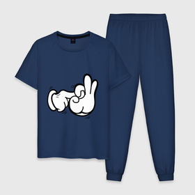 Мужская пижама хлопок с принтом Жест руками в Петрозаводске, 100% хлопок | брюки и футболка прямого кроя, без карманов, на брюках мягкая резинка на поясе и по низу штанин
 | 