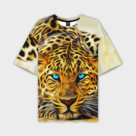 Мужская футболка oversize 3D с принтом Индийский леопард в Санкт-Петербурге,  |  | 