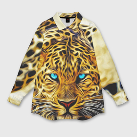 Мужская рубашка oversize 3D с принтом Индийский леопард в Санкт-Петербурге,  |  | 