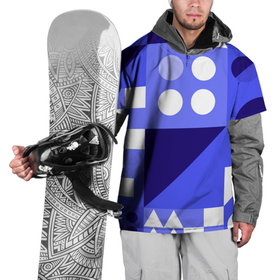 Накидка на куртку 3D с принтом Геометрические синие, фиолетовые и белые фигуры в Новосибирске, 100% полиэстер |  | 