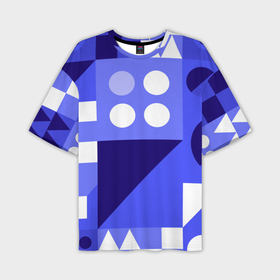 Мужская футболка OVERSIZE 3D с принтом Геометрические синие, фиолетовые и белые фигуры в Санкт-Петербурге,  |  | Тематика изображения на принте: 