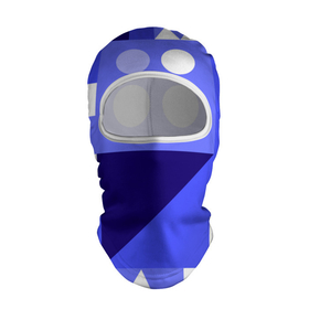 Балаклава 3D с принтом Геометрические синие, фиолетовые и белые фигуры в Санкт-Петербурге, 100% полиэстер, ткань с особыми свойствами — Activecool | плотность 150–180 г/м2; хорошо тянется, но при этом сохраняет форму. Закрывает шею, вокруг отверстия для глаз кайма. Единый размер | 