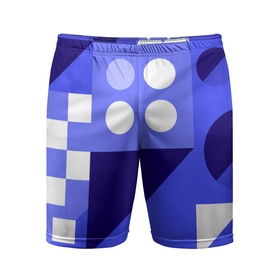 Мужские шорты спортивные с принтом Геометрические синие, фиолетовые и белые фигуры в Петрозаводске,  |  | 
