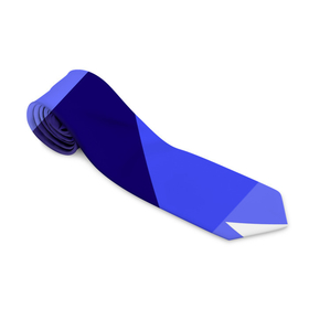 Галстук 3D с принтом Геометрические синие, фиолетовые и белые фигуры в Санкт-Петербурге, 100% полиэстер | Длина 148 см; Плотность 150-180 г/м2 | Тематика изображения на принте: 