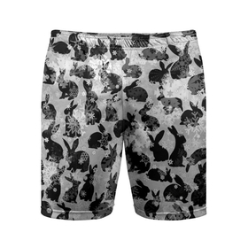 Мужские шорты спортивные с принтом Черные новогодние кролики в Белгороде,  |  | Тематика изображения на принте: 