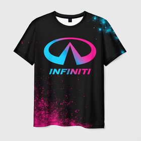 Мужская футболка 3D с принтом Infiniti   neon gradient в Петрозаводске, 100% полиэфир | прямой крой, круглый вырез горловины, длина до линии бедер | Тематика изображения на принте: 