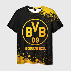 Мужская футболка 3D с принтом Borussia   gold gradient в Екатеринбурге, 100% полиэфир | прямой крой, круглый вырез горловины, длина до линии бедер | 