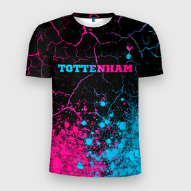 Мужская футболка 3D Slim с принтом Tottenham   neon gradient: символ сверху , 100% полиэстер с улучшенными характеристиками | приталенный силуэт, круглая горловина, широкие плечи, сужается к линии бедра | 