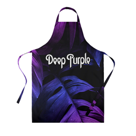 Фартук 3D с принтом Deep Purple neon monstera в Петрозаводске, 100% полиэстер | общий размер — 65 х 85 см, ширина нагрудника — 26 см, горловина — 53 см, длина завязок — 54 см, общий обхват в поясе — 173 см. Принт на завязках и на горловине наносится с двух сторон, на основной части фартука — только с внешней стороны | 