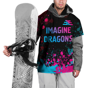 Накидка на куртку 3D с принтом Imagine Dragons   neon gradient: символ сверху в Курске, 100% полиэстер |  | 
